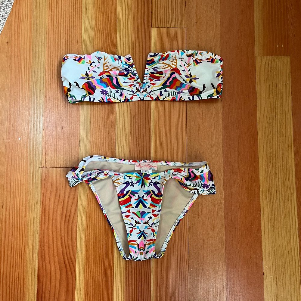 Mara Hoffman Neon Animal Print Bandeau Bikini Top L